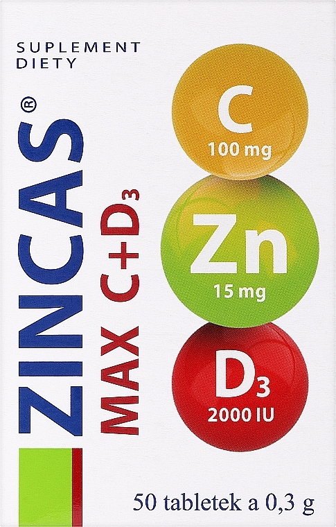 Харчова добавка "Zincas Max C+D3", таблетки - Farmapol — фото N1