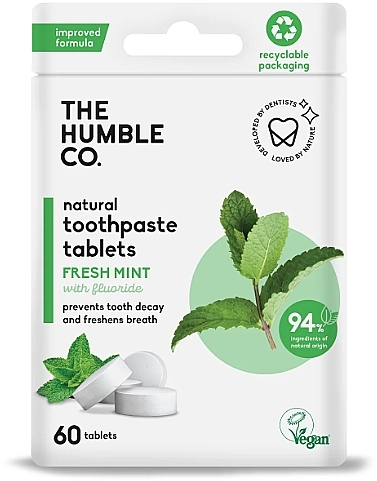 Таблетки для чистки зубов - The Humble Co Natural Toothpaste Tablets Fresh Mint with Flouride