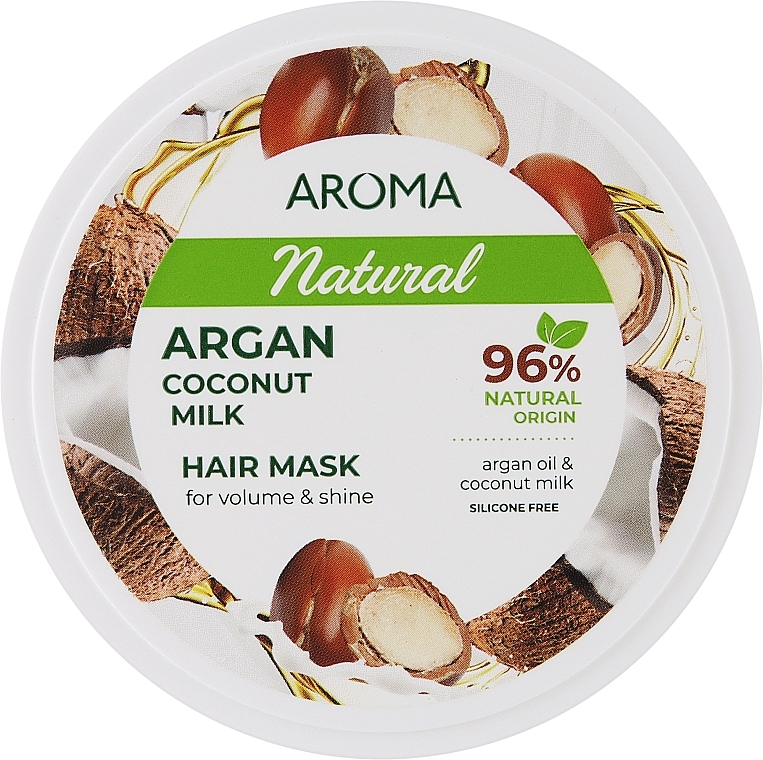 Маска для волосся з аргановою олією та кокосовим молоком, для об'єму та блиску - Aroma Natural Hair Mask, Argan Coconut For Volume & Shine — фото N1