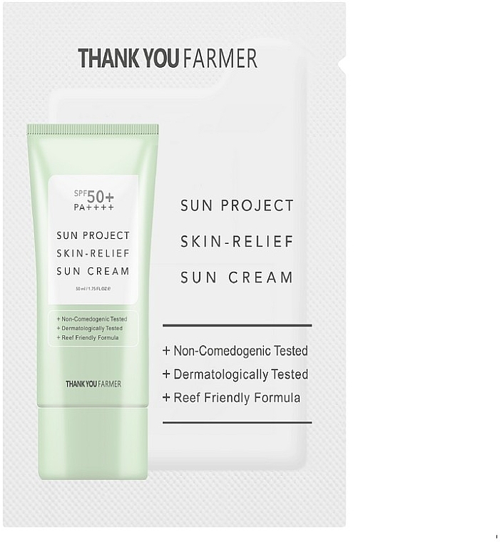 Солнцезащитный крем SPF50+ - Thank You Farmer Sun Project Skin Relief Sun Cream SPF 50+ PA++++ (пробник) — фото N1