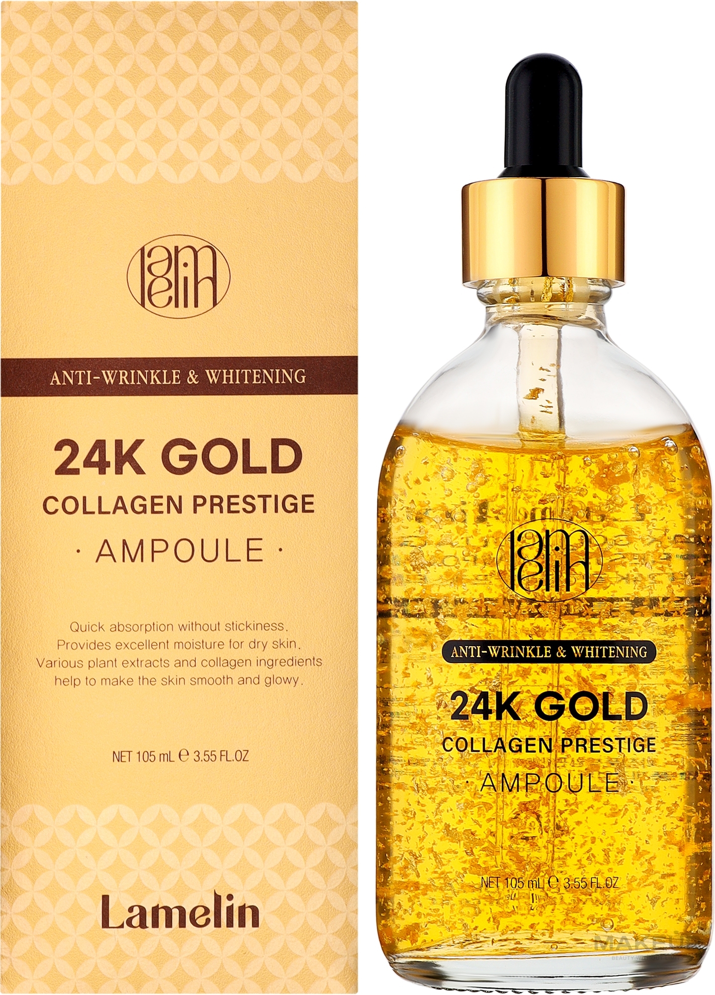Сыворотка для лица с коллагеном - Lamelin 24K Gold Collagen Prestige Ampoule — фото 105ml