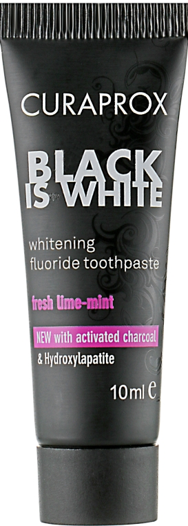 Зубна паста з активованим вугіллям, біла, міні - Curaprox Black Is White