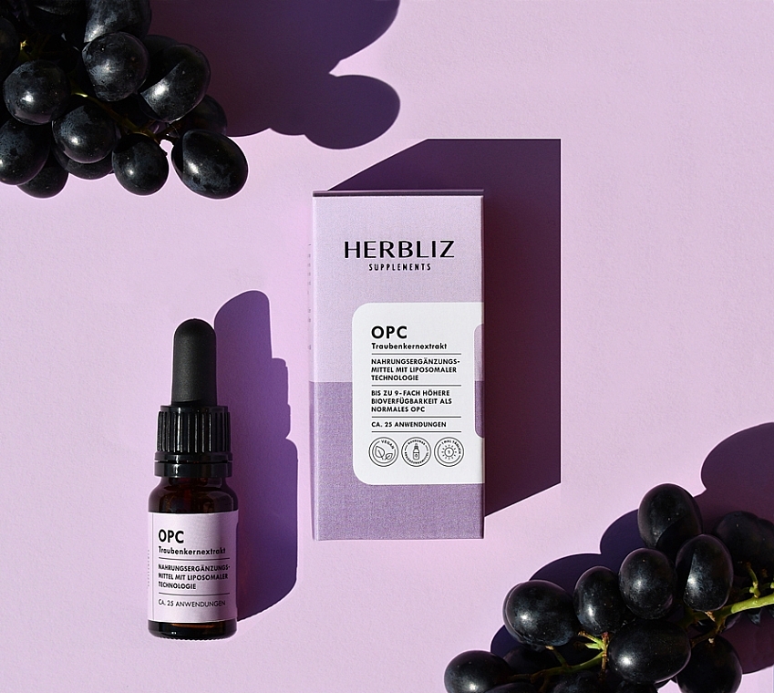 Вітаміни в краплях "Екстракт виноградних кісточок" - Herbliz OPC Grape Seed Extract — фото N3