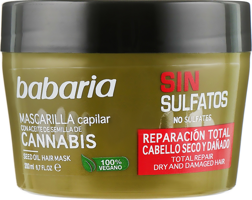 Маска для відновлення волосся  - Babaria Total Repair Cannabis Seed Oil Hair Mask