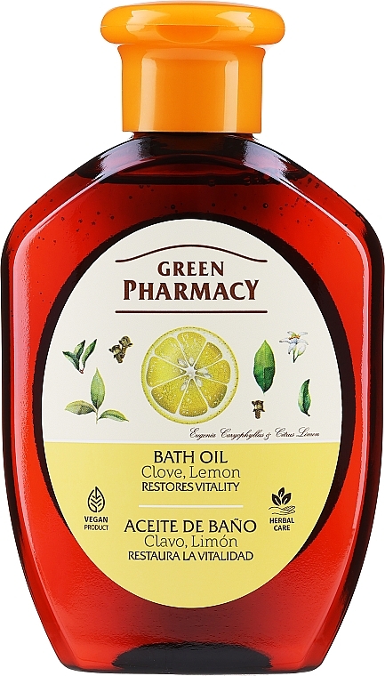 Масло для принятия ванн и душа "Гвоздика и Лимон" - Зеленая Аптека — фото N1