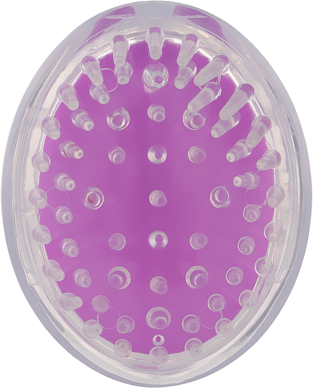 Щетка-массажер силиконовая с ручкой CS040V, овальная, фиолетовая - Cosmo Shop Massage Brush Violet — фото N1