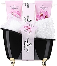 Парфумерія, косметика Набір - Primo Bagno Floral Wild Orchid Gift Set (sh/gel/100 ml + b/lot/100 ml + bath/salt/100 g + sponge + towel)