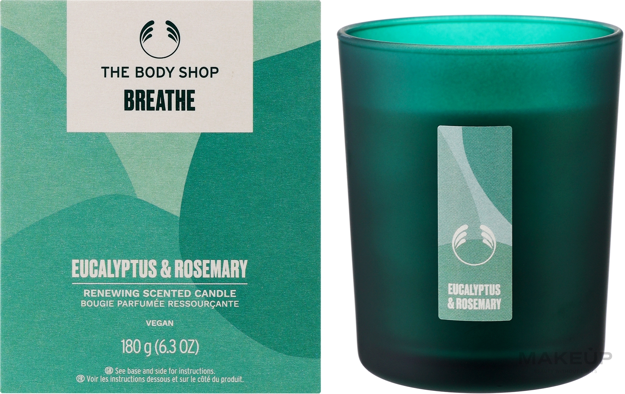 Ароматизована свічка "Евкаліпт та розмарин. Вільне дихання" - The Body Shop Breathe Eucalyptus & Rosemary Renewing Scented Candle — фото 180g