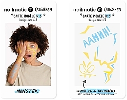 Набір для тимчасових тату - Nailmatic Tattoopen Duo Set Monster (pen/2x2.5g + kards/4pcs) — фото N3