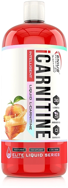 Жиросжигатель "iCarnitine Liquid", персик - Genius Nutrition L-Carnitine Peach — фото N1