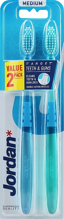 Зубна щітка середньої жорсткості, зелена + синя - Jordan Target Teeth Toothbrush — фото N3