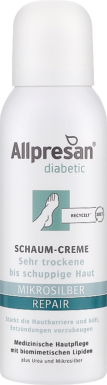 Крем-піна для ступень зі сріблом - Allpresan Diabetic Microsilver + Repair Schaum-Creme — фото N1