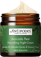 Парфумерія, косметика Живильний нічний крем для обличчя - Antipodes Avocado Pear Nourishing Night Cream