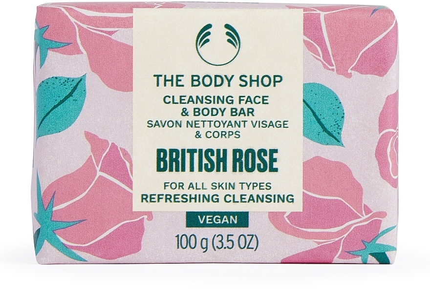 Мило для обличчя й тіла "Британська троянда" - The Body Shop British Rose Cleansing Face & Body Bar — фото N1