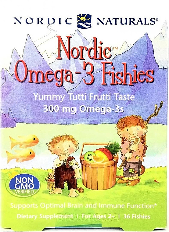 Пищевая добавка для детей "Омега 3", 300 мг - Nordic Naturals Fishies Yummy Tutti Frutti — фото N1
