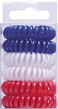 Парфумерія, косметика Резинки для волосся "Anti Ziep" пластмасові, 5 см, сині+білі+червоні - Titania