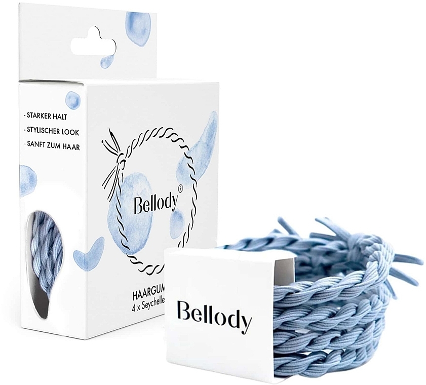 Резинка для волосся, seychelles blue, 4 шт. - Bellody Original Hair Ties — фото N1