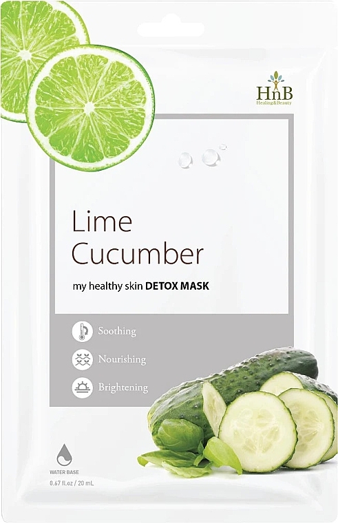 Детокс-маска для обличчя "Лайм-огірок" - HnB My Healthy Skin Detox Mask Lime Cucumber — фото N1