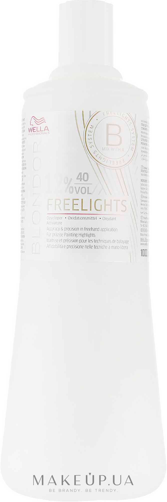 Окислитель 12% - Wella Professionals Blondor Freelights Oxydant 12% 40 vol  — фото 1000ml