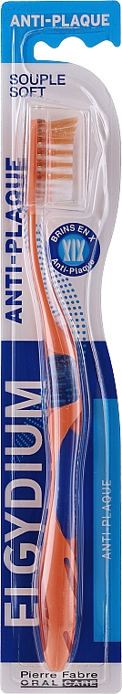 Зубна щітка "Антиналіт" м'яка, помаранчева - Elgydium Anti-Plaque Soft Toothbrush — фото N1