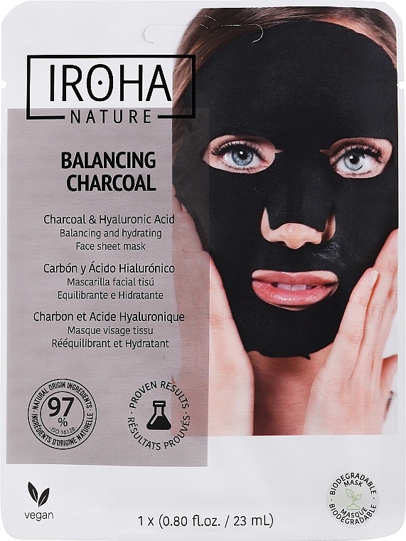 Тканевая маска для лица - Iroha Nature Detox Black Tissue Mask Charcoal — фото N1