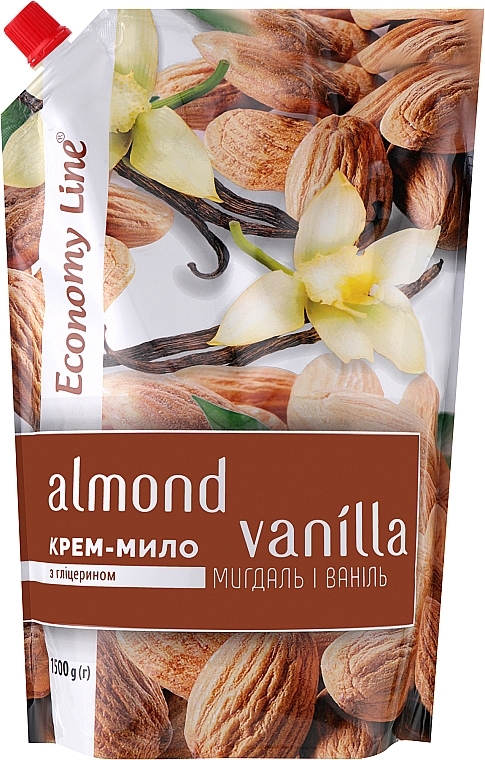 Рідке крем-мило "Мигдаль і ваніль", з гліцерином - Economy Line Almond and Vanilla Cream Soap