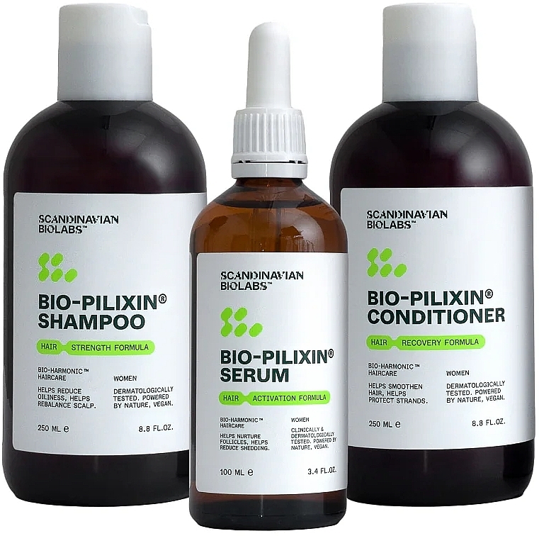 Набор - Scandinavian Biolabs Bio-Pilixin Set (ser/100ml+shampoo/250ml+cond/250ml) — фото N1