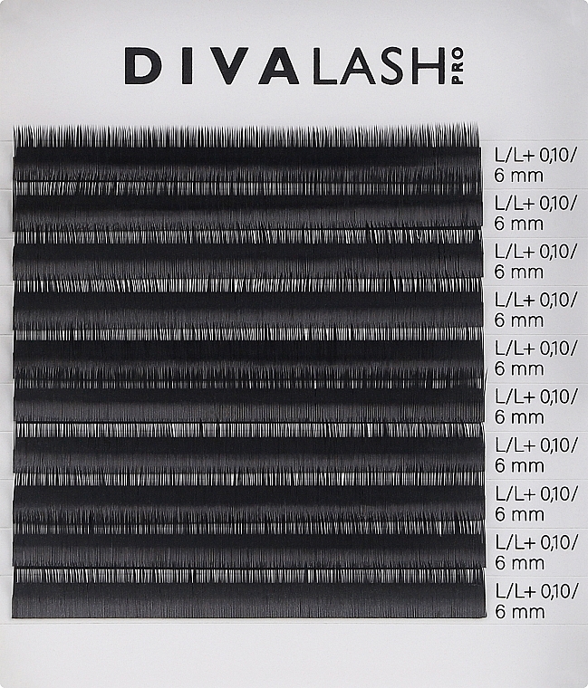 Вії для нарощування L/L+ 0.10 (6 мм), 10 ліній - Divalashpro — фото N1