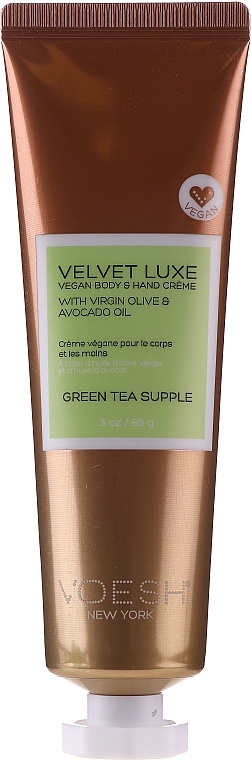 Крем для рук і тіла "Зелений чай" - Voesh Velvet Luxe Vegan Body & Hand Cream Green Tea Supple — фото N1