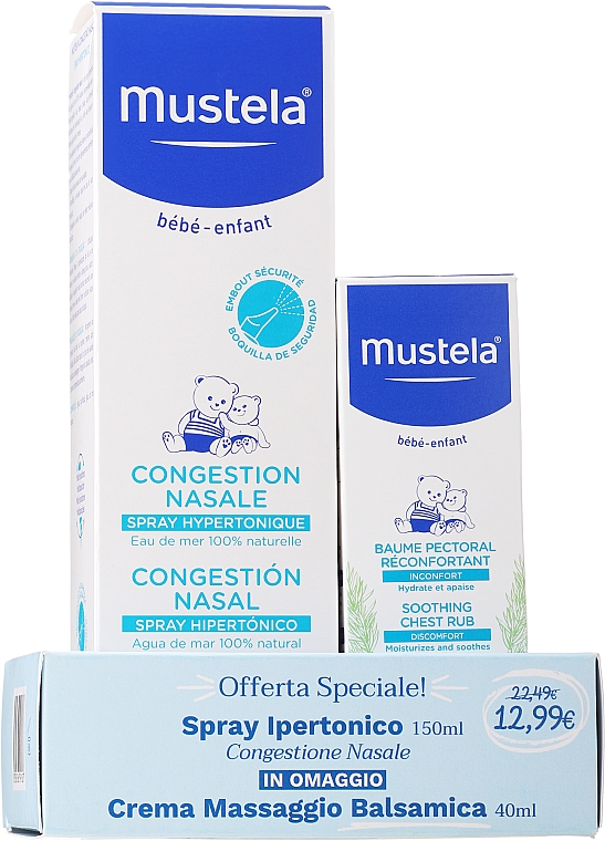 Набір - Mustela (nas/spray/150ml + mass/cr/40ml)