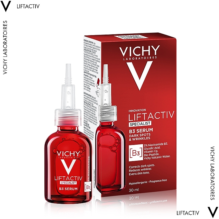 УЦЕНКА Сыворотка против пигментных пятен и морщин кожи лица - Vichy Liftactiv Specialist B3 Serum * — фото N2