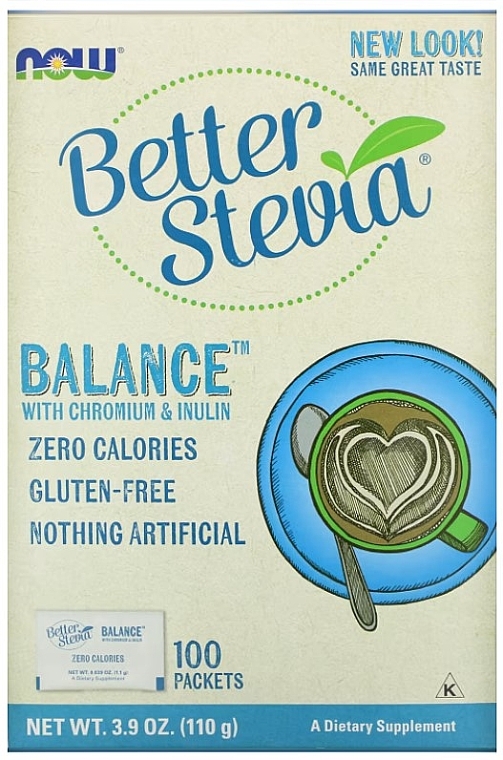 Натуральний підсолоджувач з хромом та інуліном  - Now Foods Better Stevia Balance With Chromium & Inulin — фото N1