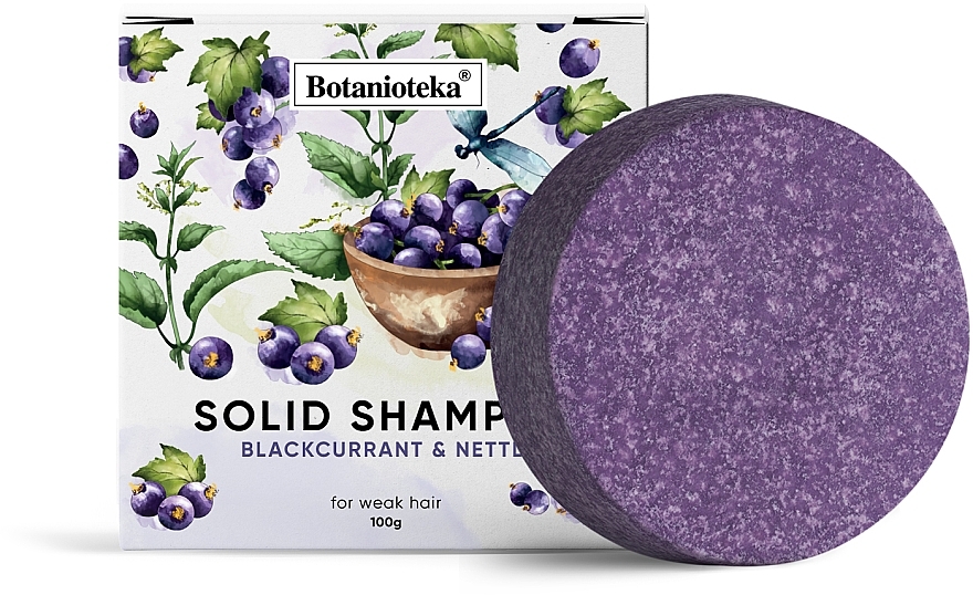 Твердий шампунь для ослабленого волосся "Чорна смородина і кропива" - Botanioteka Solid Shampoo For Weak Hair — фото N1