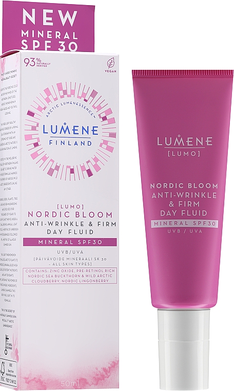 Зміцнювальний денний флюїд для обличчя проти зморщок з мінеральним фільтром - Lumene Lumo Nordic Bloom Anti-Wrinkle & Firm Day Fluid Mineral SPF30 — фото N1