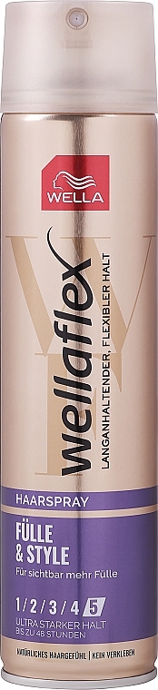 Лак для волосся ультрасильної фіксації "Насиченість і стиль" - Wella Wellaflex Body & Style Hairspray 5 — фото N1