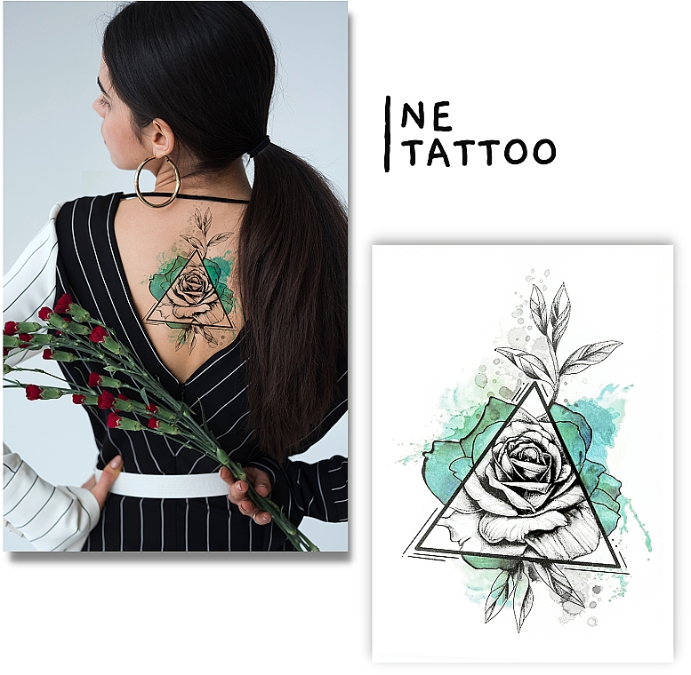 Временные тату "Роза в треугольнике цветная" - Ne Tattoo — фото N1