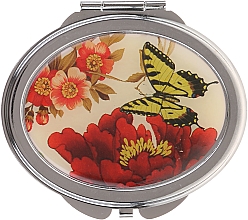 Парфумерія, косметика Дзеркальце косметичне, "Метелики", 85451, жовтий метелик і червона квітка - Top Choice
