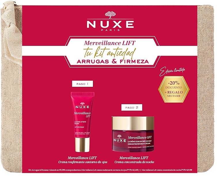 Набір - Nuxe Merveillance Lift Night (cr/50ml + eye/cr/15ml + bag/1pc) — фото N1