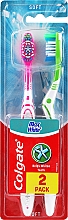Зубная щетка Max White Soft, розовая + салатовая - Colgate Max White Soft Polishing Star — фото N1