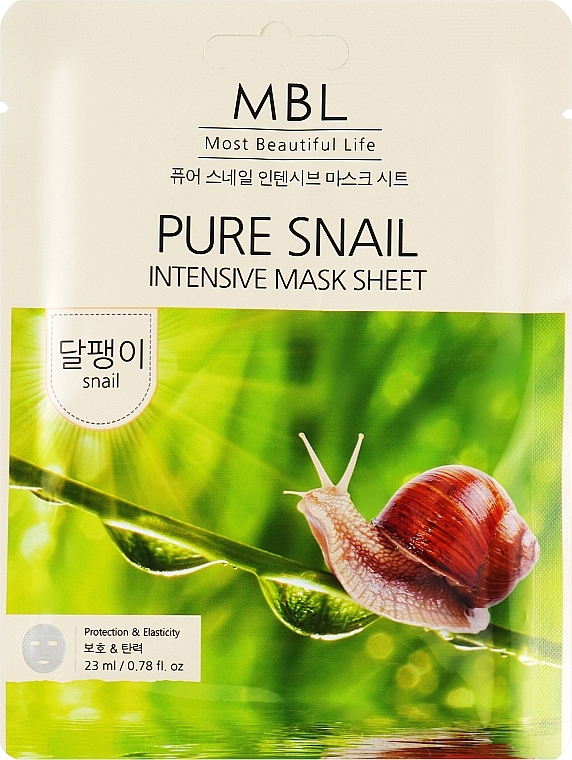 Зволожувальна тканинна маска для обличчя з муцином равлика - MBL Pure Snail Intensive Mask Sheet — фото N1