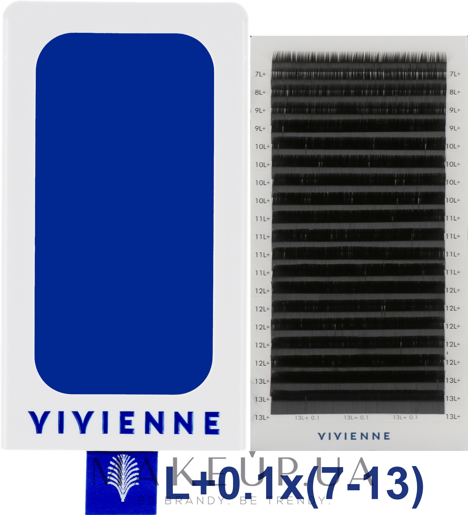 Накладные ресницы "Elite", черные, 20 линий (mix, 0,1, L + , 7-13) - Vivienne — фото 1уп