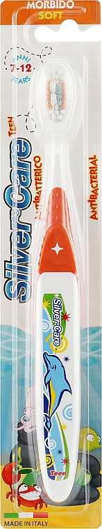 Дитяча зубна щітка "Silver Care Teen" від 7 до 12 років, оранжева - PresiDENT — фото N1