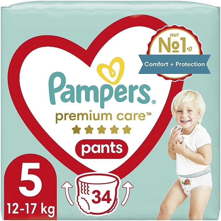 Подгузники-трусики Premium Care Pants Junior 5 (12-17 кг), 34 шт - Pampers — фото N1