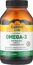 Пищевая добавка "Омега-3", 1000mg - Country Life Omega-3 1000mg — фото N1