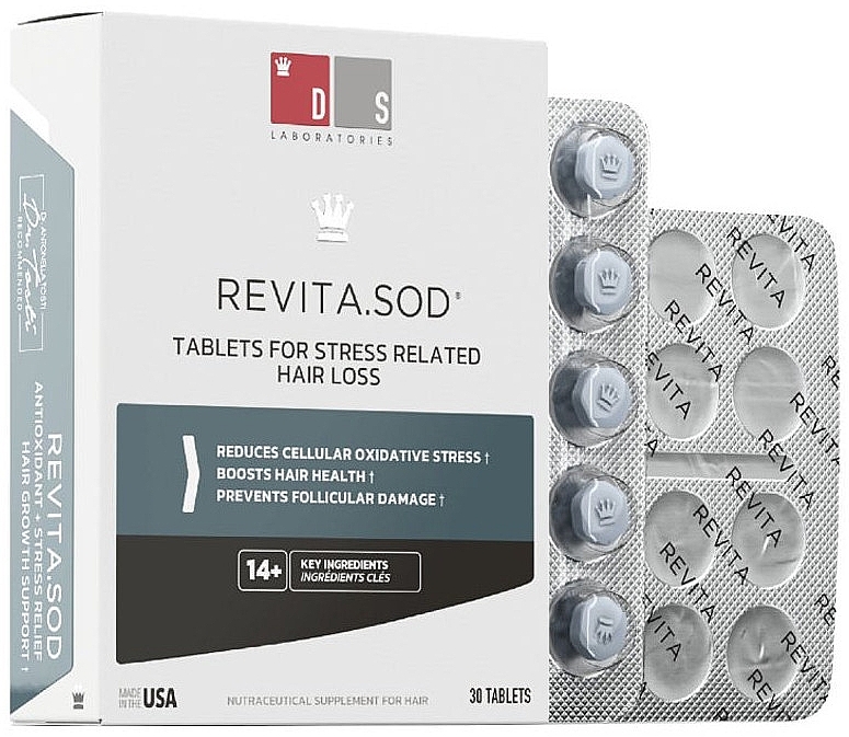 Таблетки проти випадіння волосся, спричиненого стресом - DS Laboratories Revita.SOD Tablets For Stress Related Hair Loss — фото N1