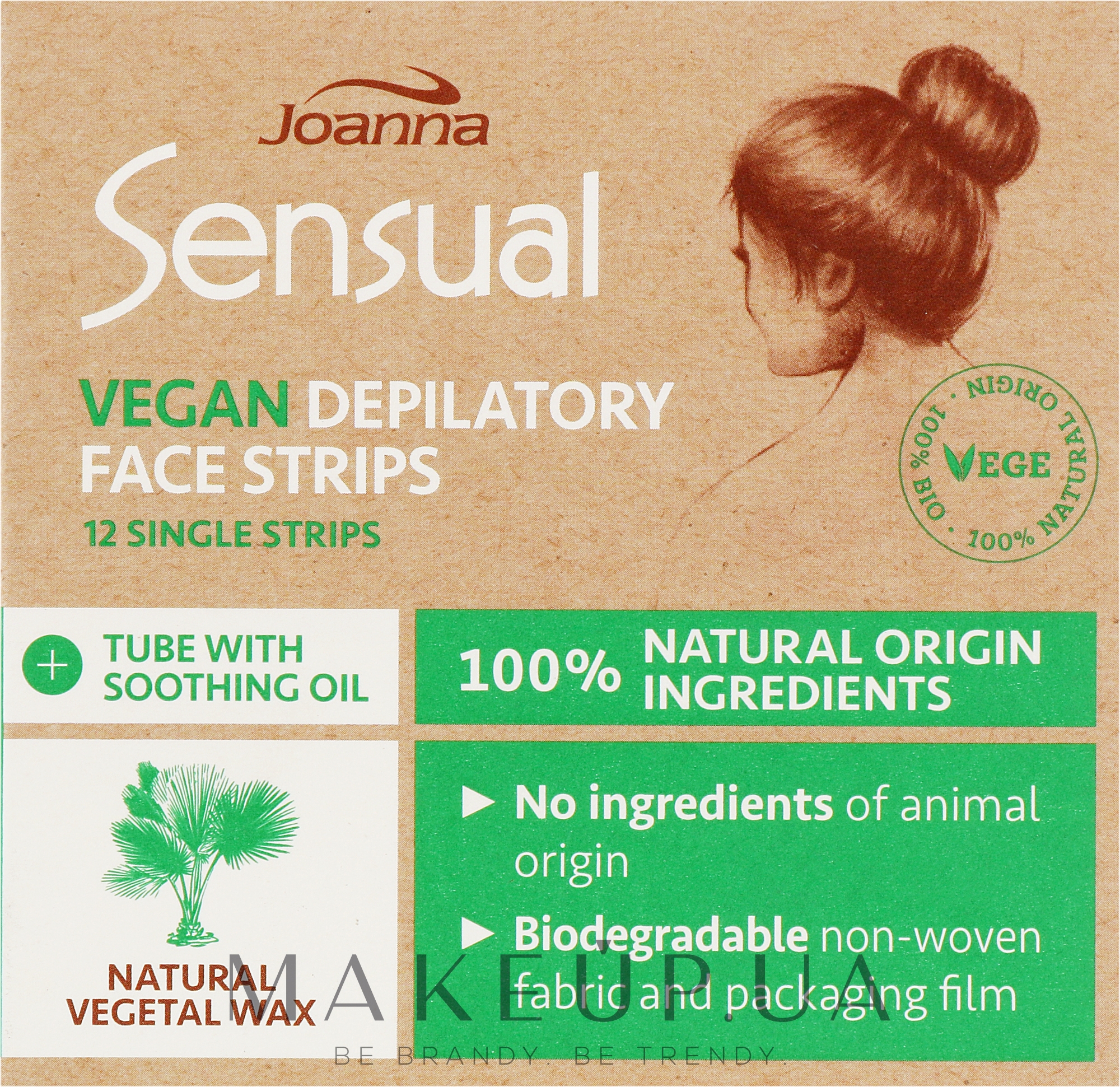 Пластир з рослинним воском для депіляції обличчя - Joanna Sensual Depilatory Vegan Wax Strips — фото 12шт