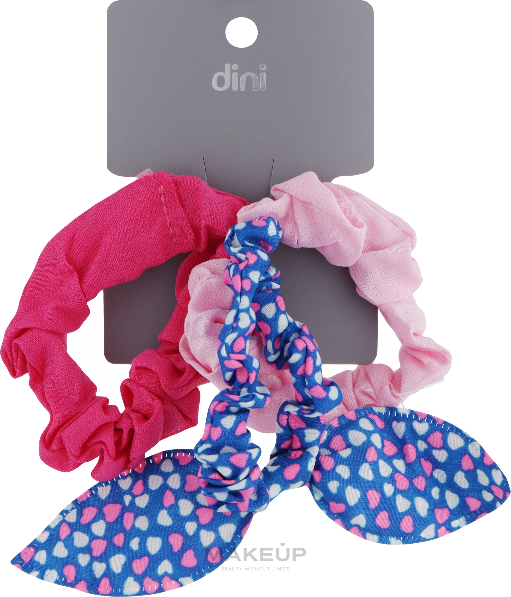Резинки для волосся "Метелик", AT-14, малинова + рожева + синя в горошок - Dini Every Day — фото 3шт