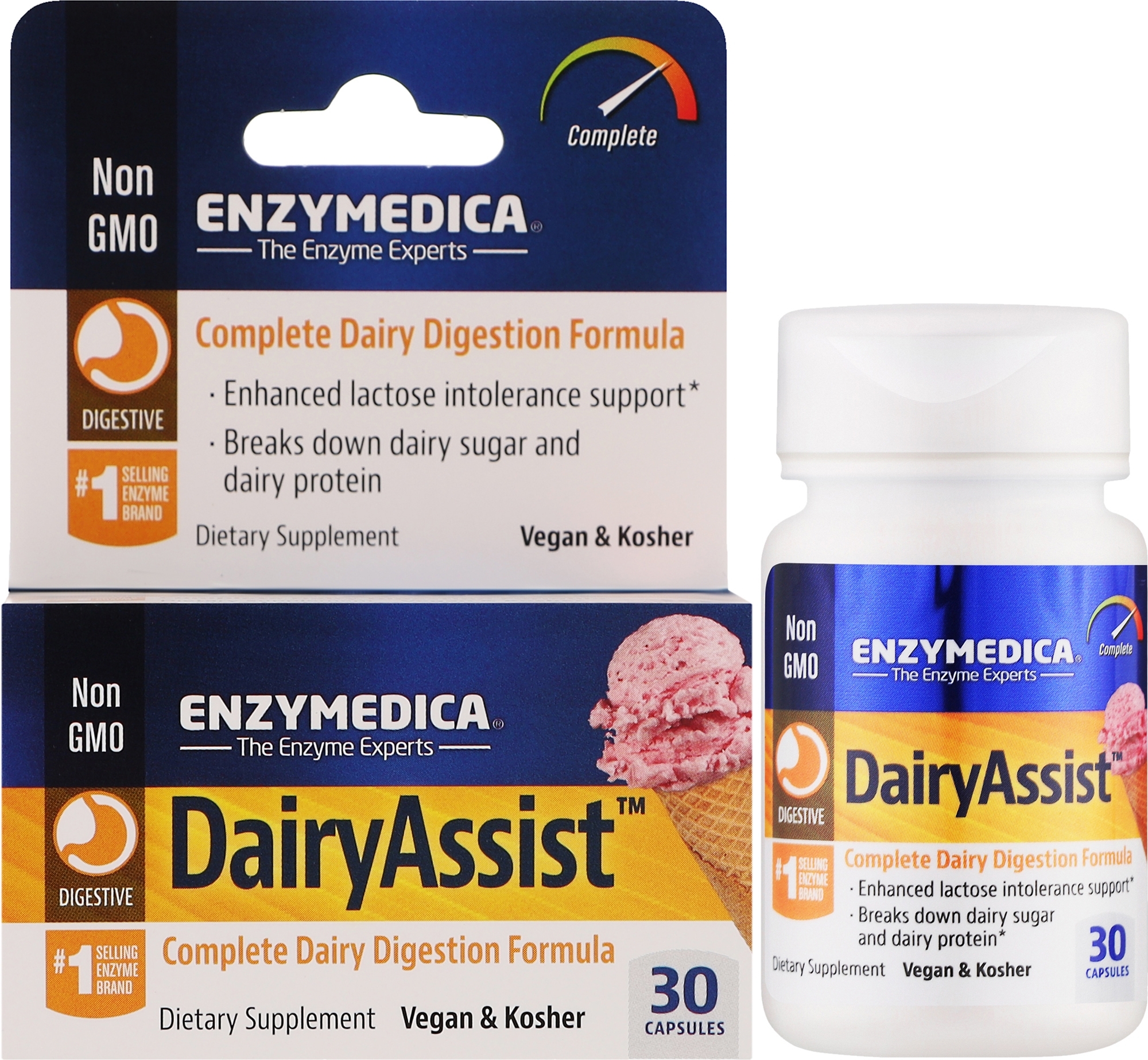 Пищевая добавка "Ферменты для переваривания лактозы" - Enzymedica DairyAssist — фото 30шт