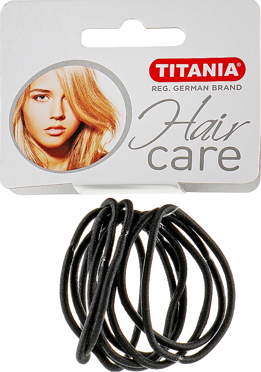 Зажим для волосся еластичний, 9 шт., чорний, 2 мм - Titania — фото N1