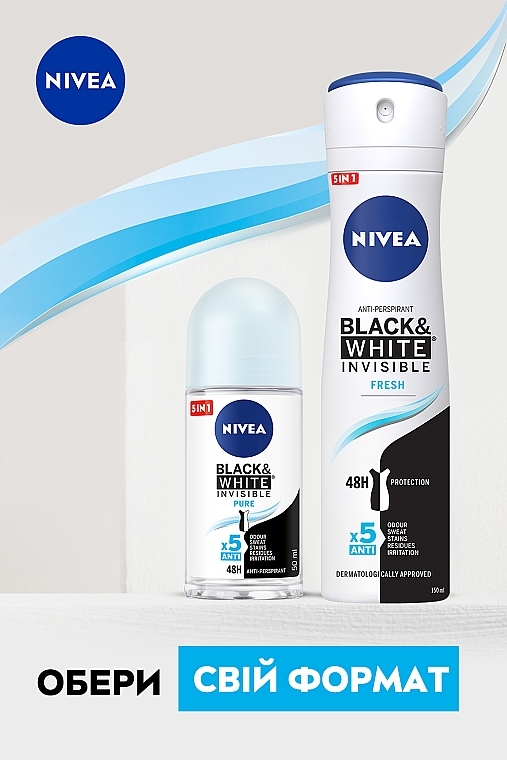 Антиперспирант шариковый "Черное и белое. Невидимый" - NIVEA Black & White Invisible Pure  — фото N6